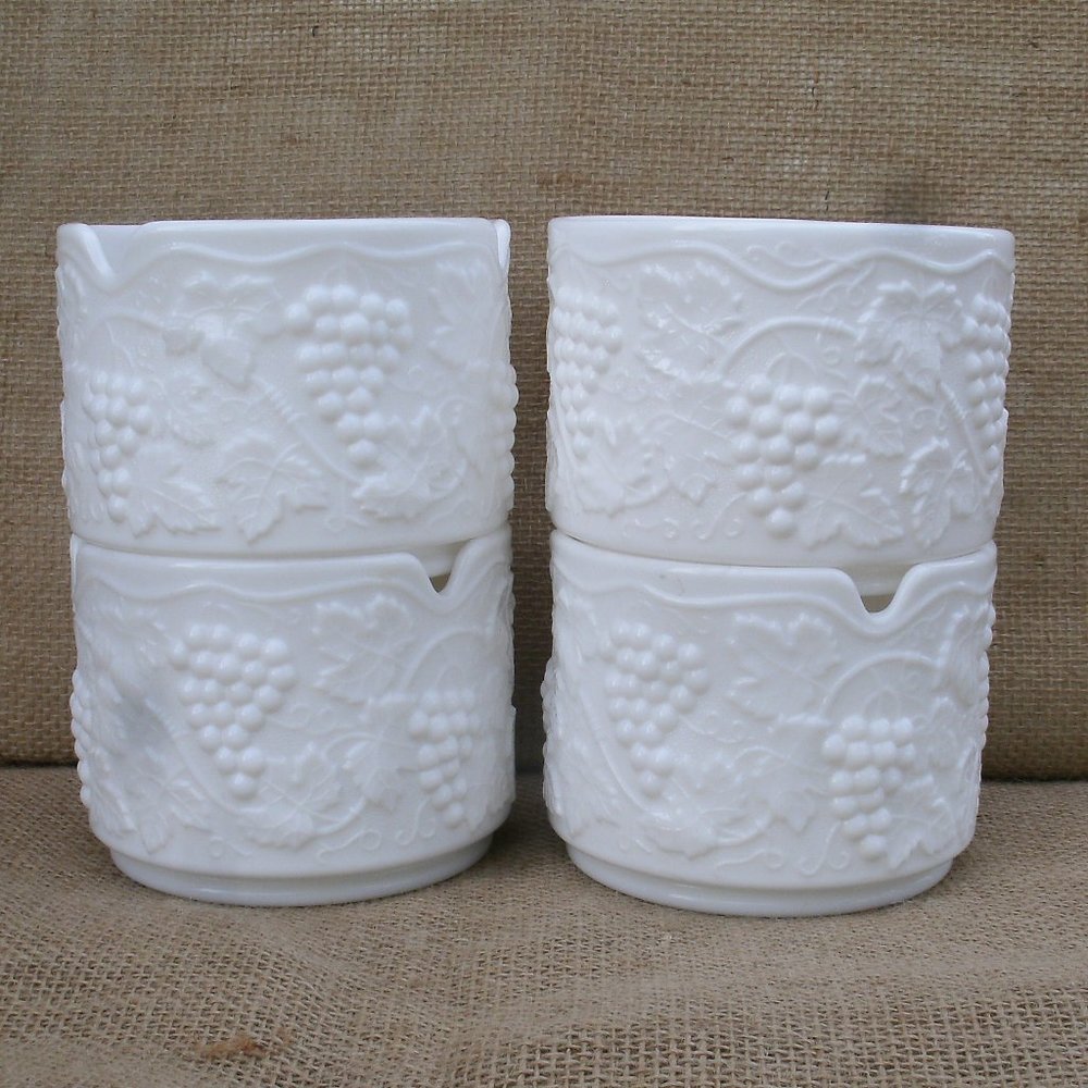 Vintage Imperial Stacking Milk Glass Candy Nut Dish Set